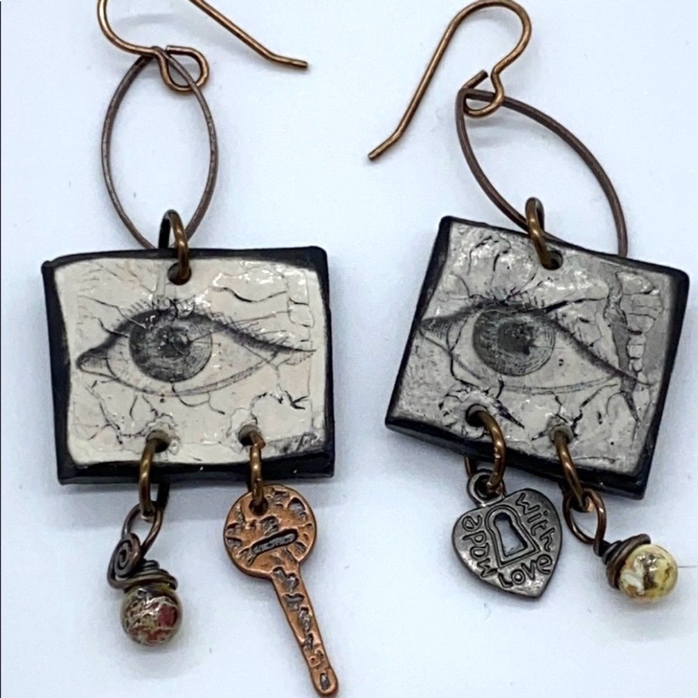 Artisan Eye Design Earrings with Charms